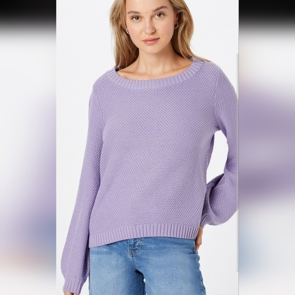 Ann TAYLOR LIGHT PURPLE WAFFLE SWEATER SIZE MEDIUM - Picture 3 of 16